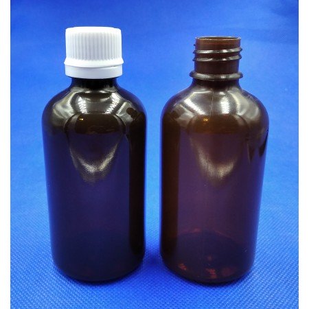 Флаконы коричневые 100 мл с крышкой, РА, (код 4070)